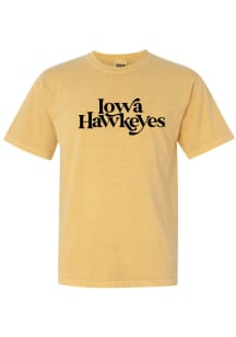 Summit Sportswear Iowa Hawkeyes Womens Gold Swoop Font Short Sleeve T-Shirt