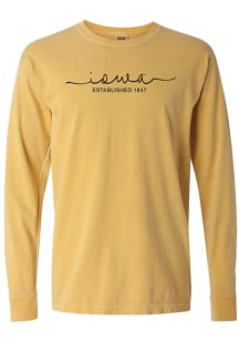 Summit Sportswear Iowa Hawkeyes Womens Gold Script LS Tee