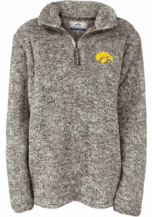 Summit Sportswear Iowa Hawkeyes Womens Black Flecked Double Plush Qtr Zip