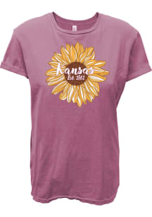 Summit Sportswear Kansas Womens Pink Sunflower EST Short Sleeve T-Shirt