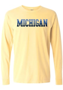 Summit Sportswear Michigan Wolverines Womens Yellow Color Block LS Tee