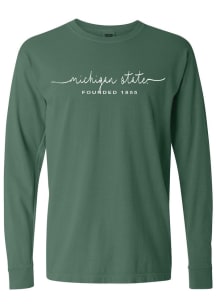 Summit Sportswear Michigan State Spartans Womens Green Classic Script LS Tee