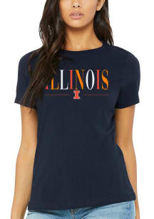 Summit Sportswear Illinois Fighting Illini Womens Navy Blue Classic Short Sleeve T-Shirt