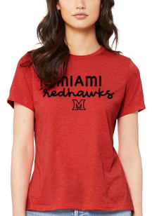 Summit Sportswear Miami RedHawks Womens Red Script Logo Short Sleeve T-Shirt