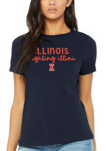 Summit Sportswear Illinois Fighting Illini Womens Navy Blue Script Logo Short Sleeve T-Shirt
