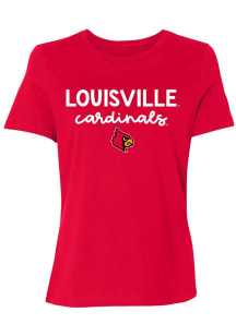 Summit Sportswear Louisville Cardinals Womens Red Script Logo Short Sleeve T-Shirt