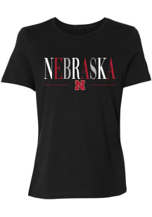Summit Sportswear Nebraska Cornhuskers Womens Black Multicolor Short Sleeve T-Shirt
