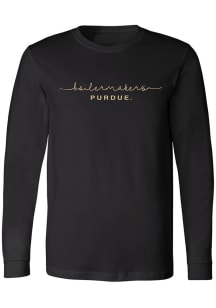 Summit Sportswear Purdue Boilermakers Womens Black Script LS Tee