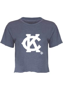 Summit Sportswear Kansas City Monarchs Womens Blue Cropped Short Sleeve T-Shirt