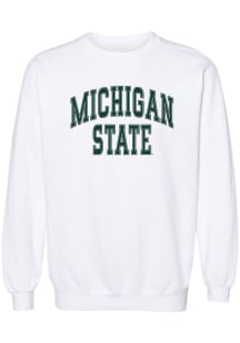 Summit Sportswear Michigan State Spartans Womens White Boyfriend Crew Sweatshirt