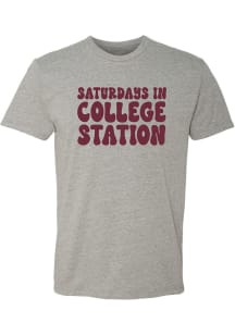 Summit Sportswear College Station Grey Saturdays In Short Sleeve Fashion T Shirt