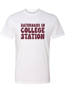 Summit Sportswear College Station White Saturdays In Short Sleeve Fashion T Shirt