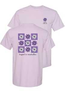Summit Sportswear K-State Wildcats Womens Lavender Smiley Flower Squares Short Sleeve T-Shirt