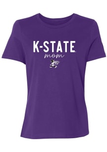 Summit Sportswear K-State Wildcats Womens Purple Script Mom Short Sleeve T-Shirt