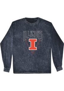 Summit Sportswear Illinois Fighting Illini Womens Navy Blue Bella LS Tee