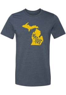 Summit Sportswear Michigan Charcoal Native State Shape Short Sleeve Fashion T Shirt
