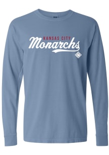 Summit Sportswear Kansas City Monarchs Womens Blue Script LS Tee