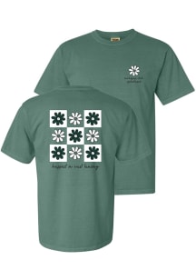 Summit Sportswear Michigan State Spartans Womens Green Smiley Flower Squares Short Sleeve T-Shirt