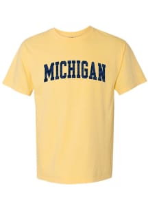 Summit Sportswear Michigan Wolverines Womens Yellow Checkerboard Short Sleeve T-Shirt