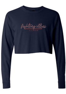 Summit Sportswear Illinois Fighting Illini Womens Navy Blue Quinn LS Tee