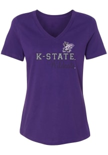 Summit Sportswear K-State Wildcats Womens Purple Rhinestone Short Sleeve T-Shirt