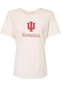 Summit Sportswear Indiana Hoosiers Womens Natural Rhinestone Short Sleeve T-Shirt