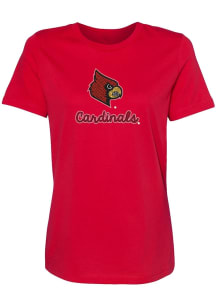 Summit Sportswear Louisville Cardinals Womens Red Rhinestone Short Sleeve T-Shirt