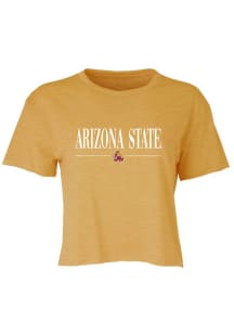Summit Sportswear Arizona State Sun Devils Womens Gold Jade Crop Short Sleeve T-Shirt