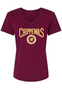 Summit Sportswear Central Michigan Chippewas Womens Maroon Perfect V Short Sleeve T-Shirt
