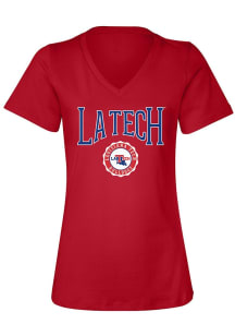 Summit Sportswear Louisiana Tech Bulldogs Womens Red Perfect V Short Sleeve T-Shirt