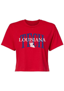 Summit Sportswear Louisiana Tech Bulldogs Womens Red Tatum Crop Short Sleeve T-Shirt