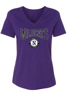 Summit Sportswear Northwestern Wildcats Womens Purple Perfect V Short Sleeve T-Shirt