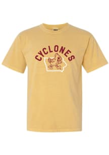 Summit Sportswear Iowa State Cyclones Womens Gold State Shape Design Short Sleeve T-Shirt