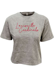 Summit Sportswear Louisville Cardinals Womens Grey Kelsey Crop Short Sleeve T-Shirt