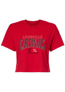 Summit Sportswear Louisville Cardinals Womens Red Tatum Crop Short Sleeve T-Shirt