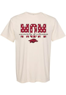 Summit Sportswear Arkansas Razorbacks Womens Ivory Mom Block Short Sleeve T-Shirt