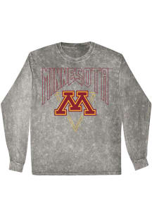 Summit Sportswear Minnesota Golden Gophers Womens Grey Mineral Wash LS Tee