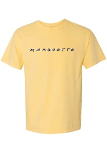 Summit Sportswear Marquette Golden Eagles Womens Yellow Wordmark Dots Short Sleeve T-Shirt