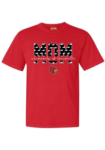 Summit Sportswear Louisville Cardinals Womens Red Mom Block Short Sleeve T-Shirt
