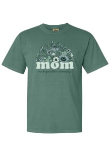 Summit Sportswear Michigan State Spartans Womens Green Floral Mom Short Sleeve T-Shirt
