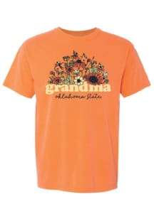 Summit Sportswear Oklahoma State Cowboys Womens Orange Floral Grandma Short Sleeve T-Shirt