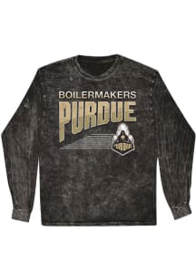 Summit Sportswear Purdue Boilermakers Womens Black Mineral Wash LS Tee