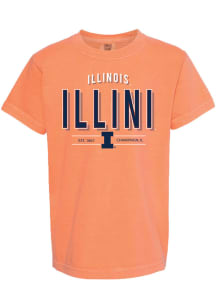 Summit Sportswear Illinois Fighting Illini Girls Orange Alex Comfort Colors Short Sleeve Tee