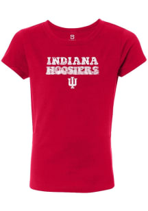 Summit Sportswear Indiana Hoosiers Girls Cardinal Bubble Script Short Sleeve Tee