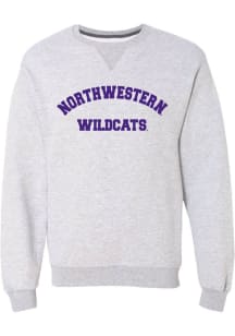 Summit Sportswear Northwestern Wildcats Womens Grey Classic Block Crew Sweatshirt