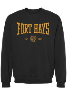 Summit Sportswear Fort Hays State Tigers Womens Black Stretch Arch Crew Sweatshirt