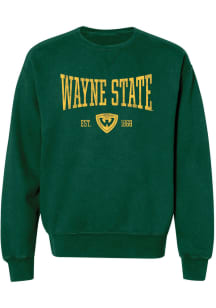 Summit Sportswear Wayne State Warriors Womens Green Stretch Arch Crew Sweatshirt