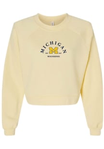 Summit Sportswear Michigan Wolverines Womens White Arch Crew Sweatshirt