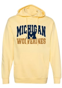Summit Sportswear Michigan Wolverines Womens Yellow Faded Wolverines Hooded Sweatshirt