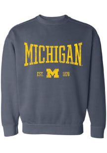 Summit Sportswear Michigan Wolverines Womens Blue Cuve Crew Sweatshirt